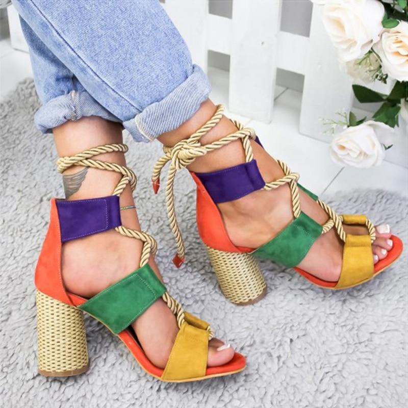 Women Sandals Lace Up  Shoes Woman Heels Sandals