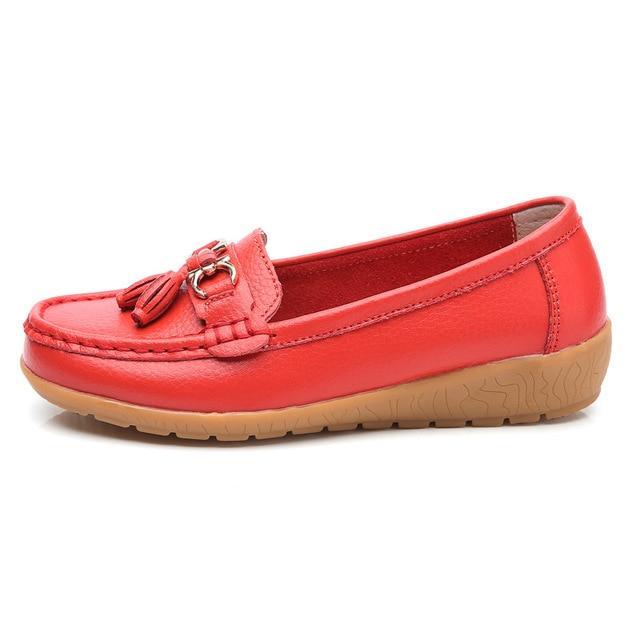 Women shoes mother shoes woman flats soft bottom genuine leather ladies ballet loafers