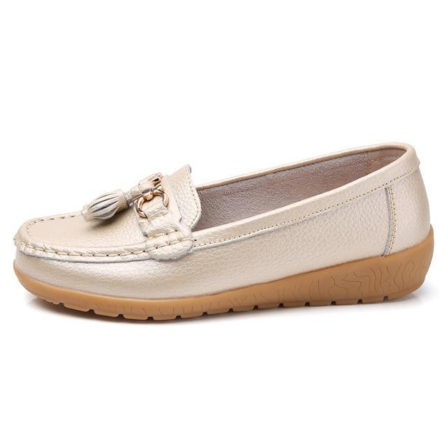 Women shoes mother shoes woman flats soft bottom genuine leather ladies ballet loafers