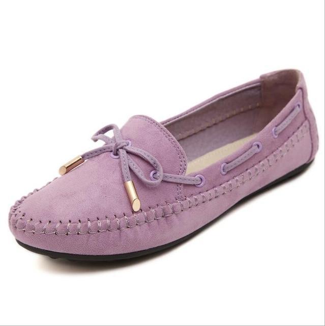 Womens Flats Casual Bowtie Loafers Sweet Candy Colors Flats Solid Shoes