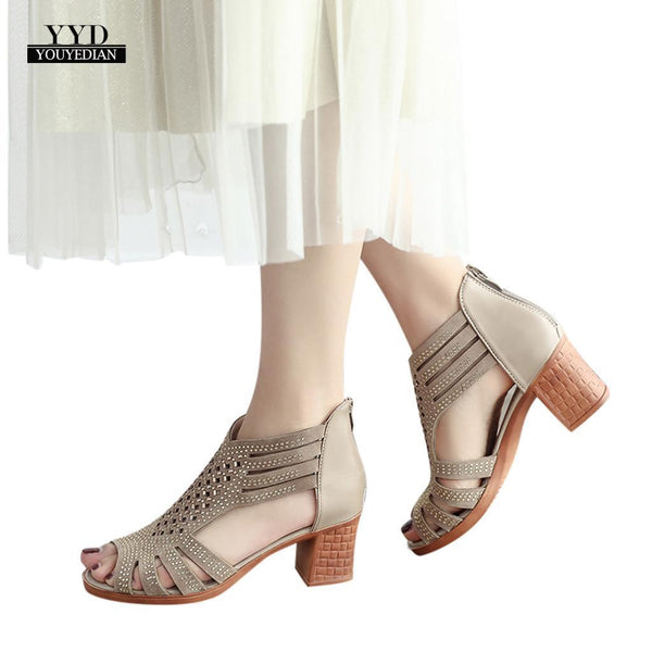 Ladies high heels women sandals Fashion Fish Mouth Hollow Roman Shoes