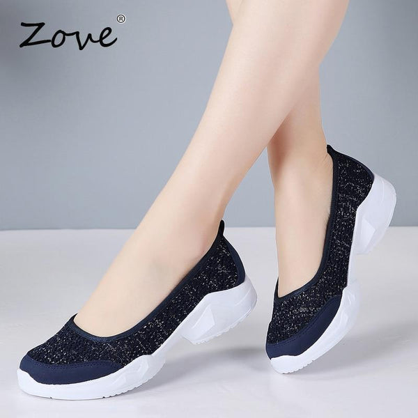 Women Flats Sneakers Shoes Breathable Mesh Walking Sneakers Ladies Woman Slip On Ballet Loafers