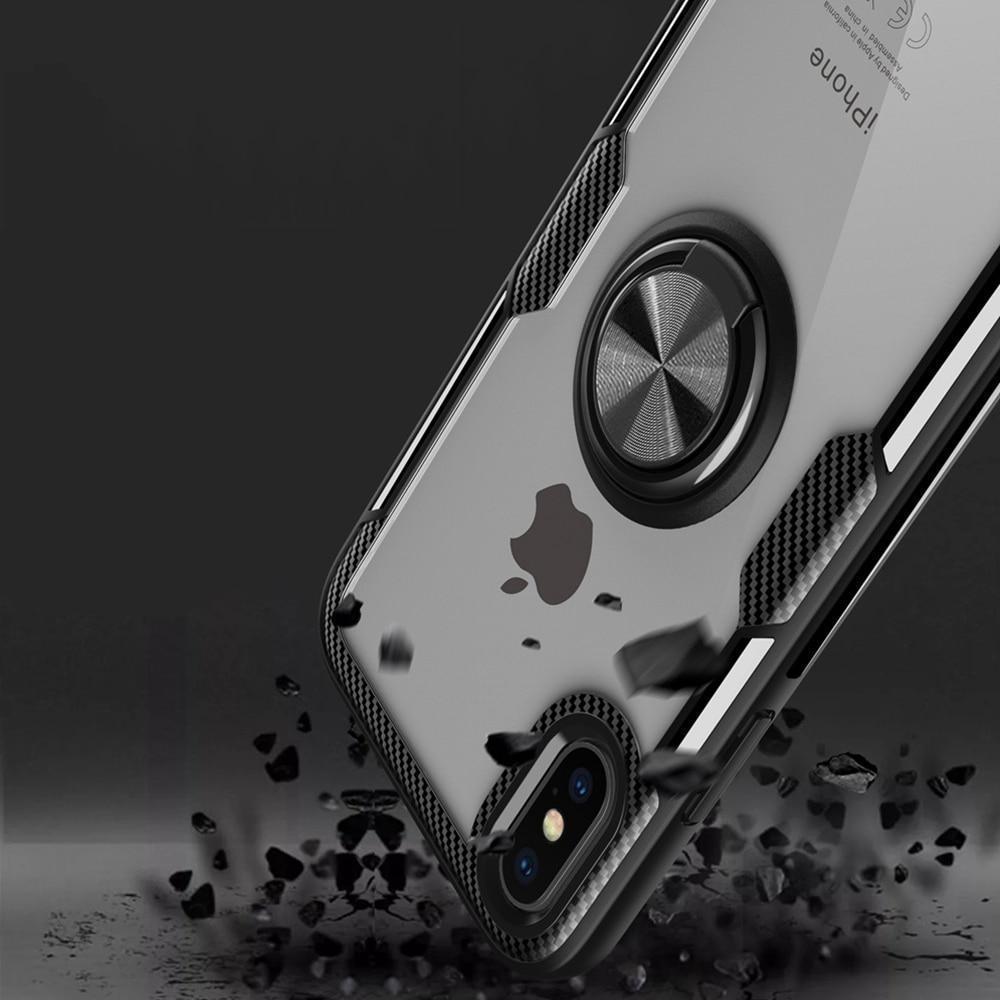 Magnetic Ring Carbon Fiber iPhone Case