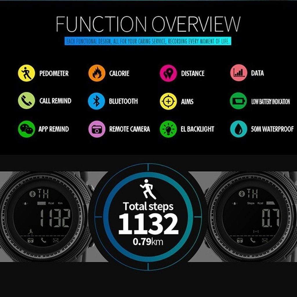 Men Smart Chrono Calories Pedometer Multi-Functions Sports Watches
