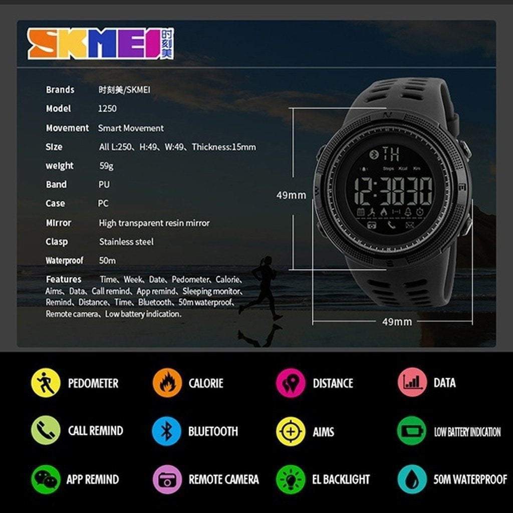 Men Smart Chrono Calories Pedometer Multi-Functions Sports Watches