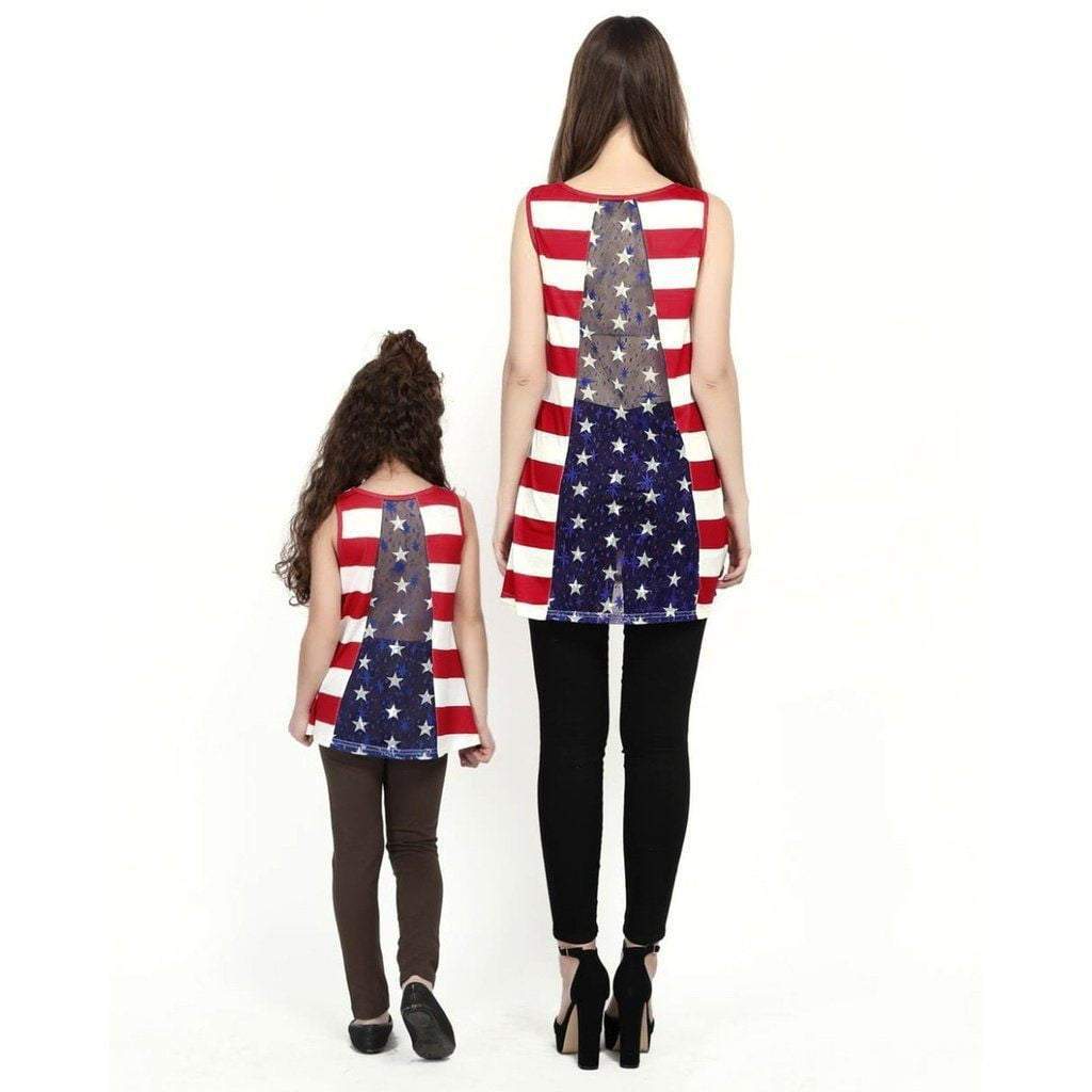 Mom Me Baby Girls Blouse 4th Of July Independence Day Family Tops Stars Striped T-Shirt Clothes