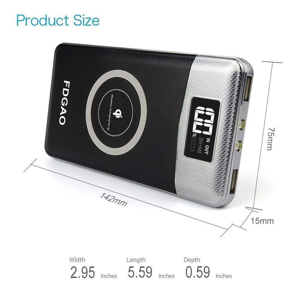 FDGAO Real 10000mAh Qi Wireless Power Bank Charger