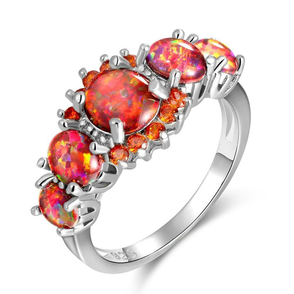 Fire Opal Garnet Ring