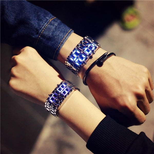 IcoolGadgets Korean Style men women digital wristwatches creative LED light electronic male female clock fashion casual couple bracelet watch