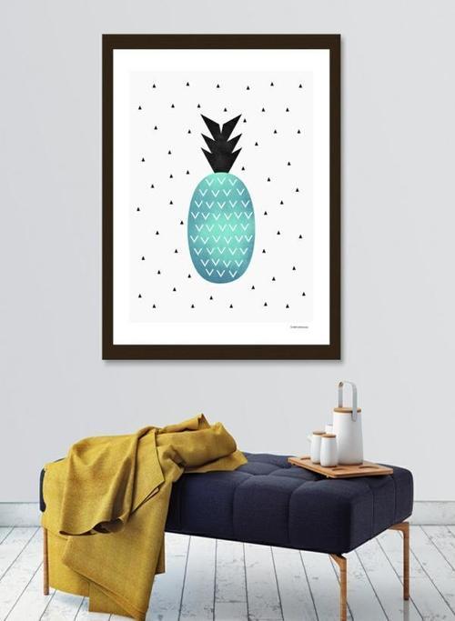 Turquoise Pineapple Framed Print