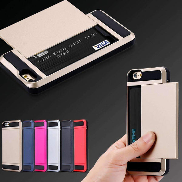 Slide Credit Card Slot Case For iPhone