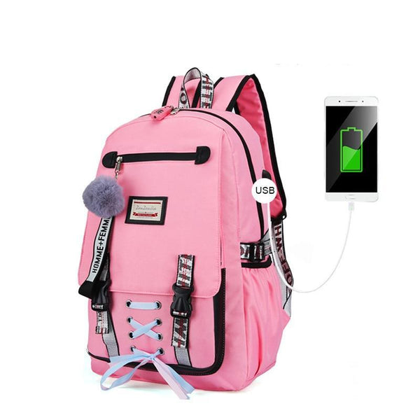 Large School Bags For Teenage Girls Usb With Lock Anti Theft Backpack