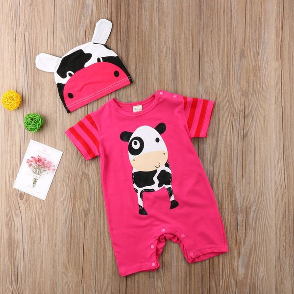 Pink Cow Romper