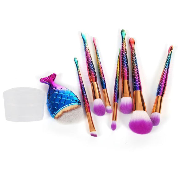 MerTail - 8 Rainbow Makeup Brushes