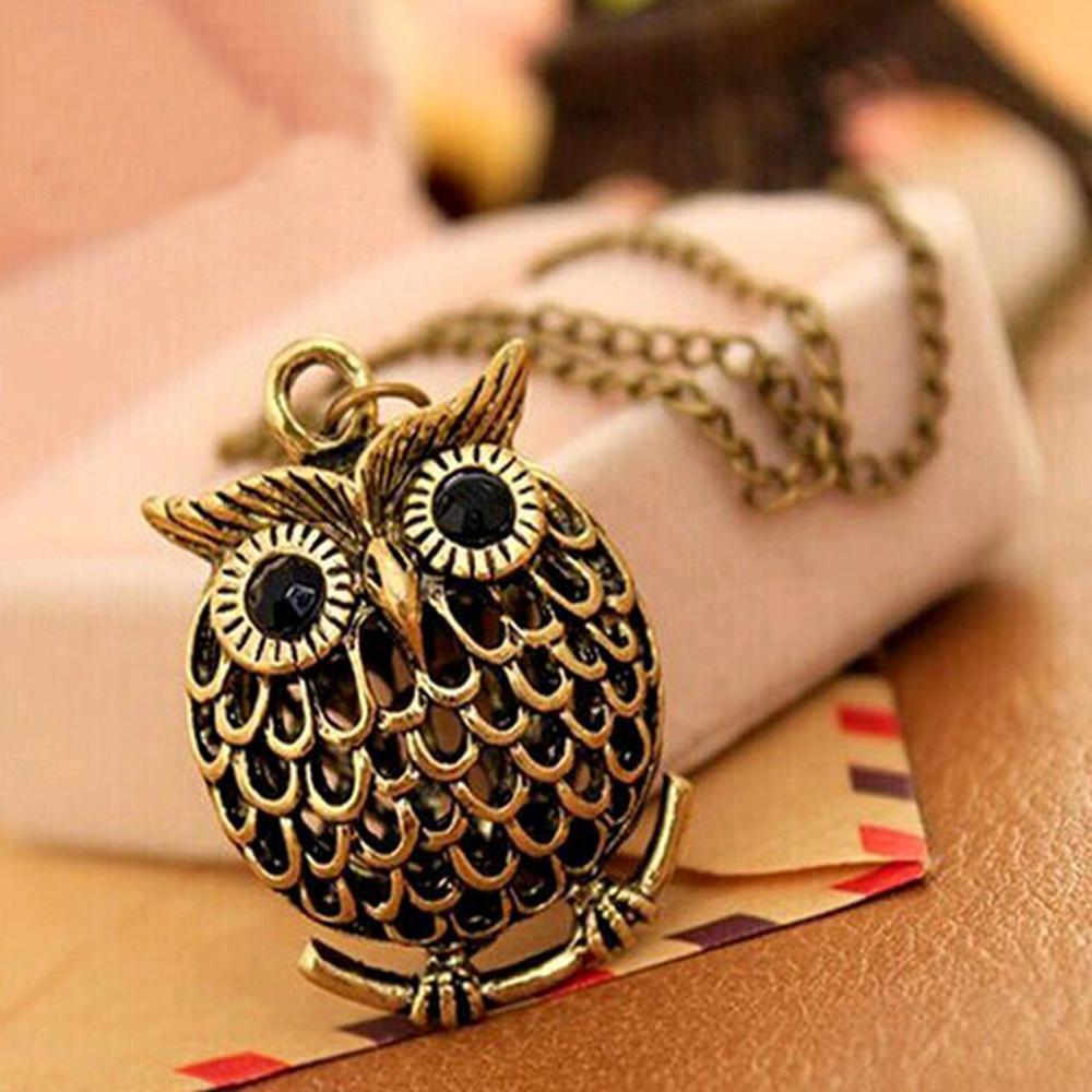 Cute Owl Pendant Long Chain Necklace