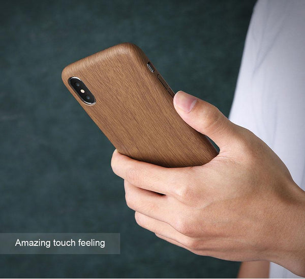 Wooden Skin PU Leather Case For iPhone