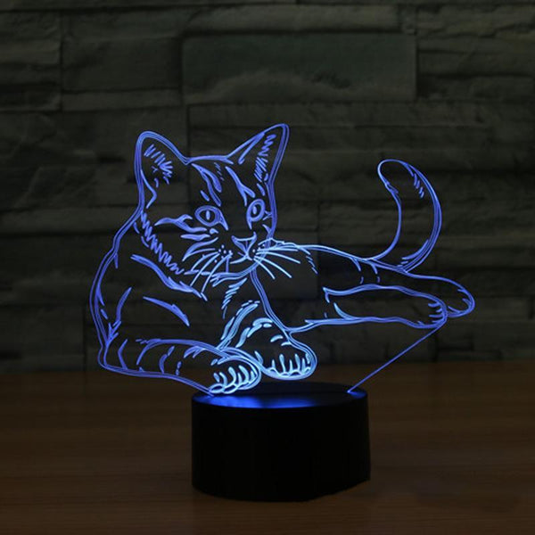 3D Night Light Changeable Cat illusion