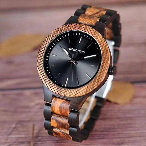 Wood Watch Quartz Mens Watches with Luminous Hands