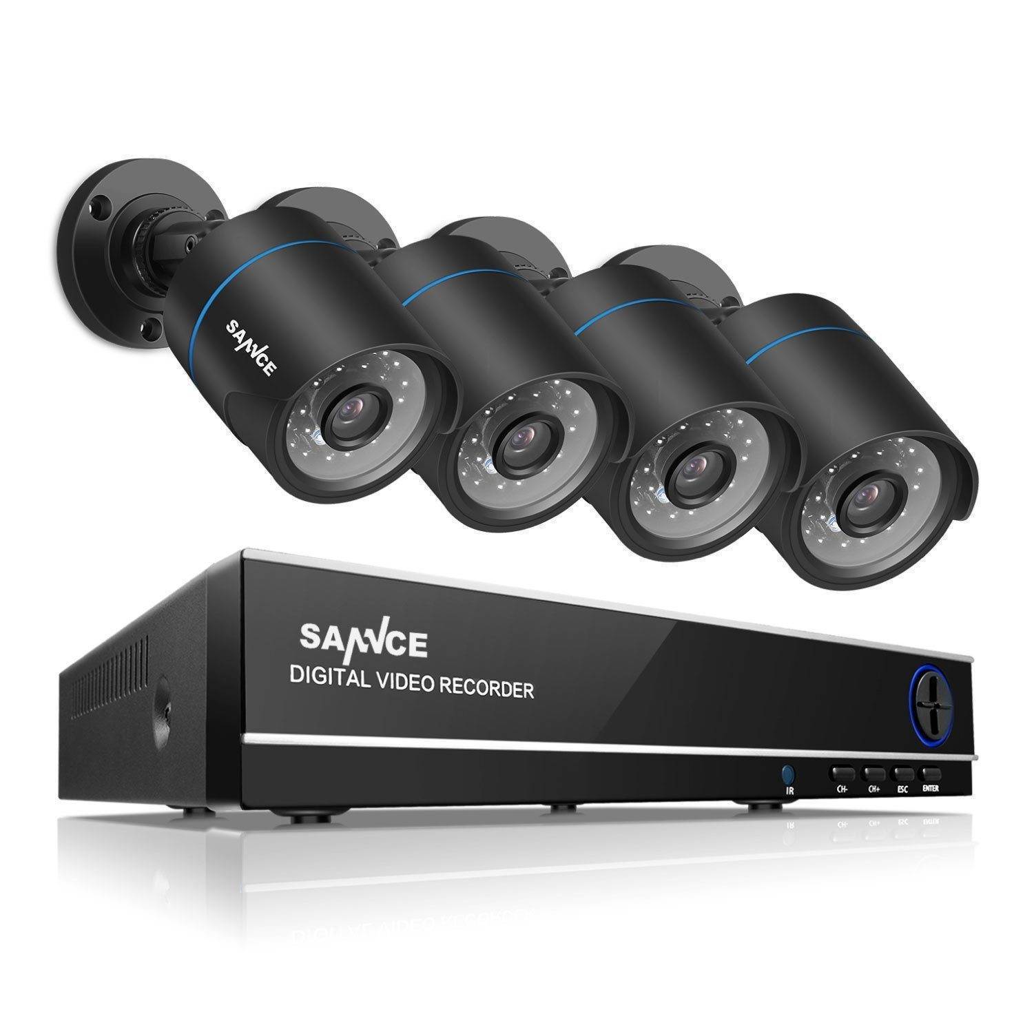 4 Channel Home Video Security Cameras System with Night Vision