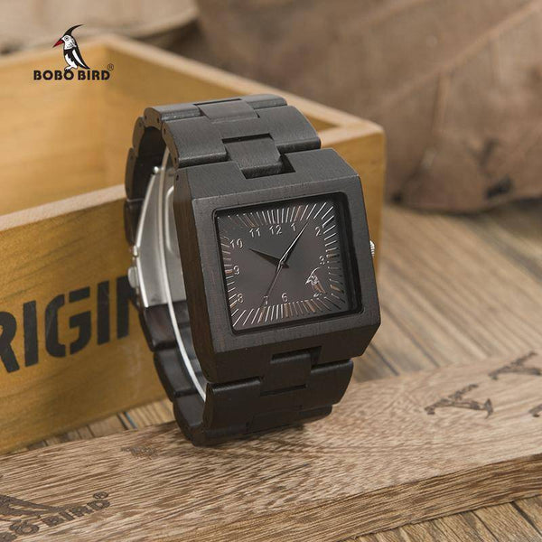 Bamboo Wood Wooden Mens Watch - Rectangle Design