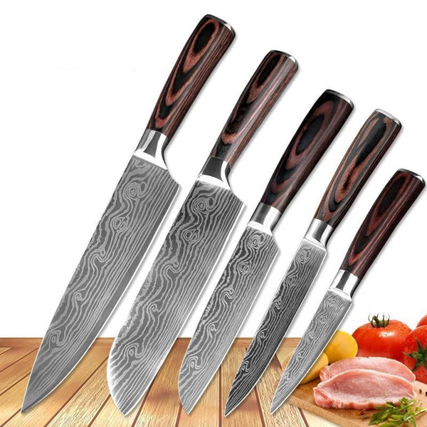 Japanese Chef Knife Set Professional Ikasu High Carbon Steel Damascus