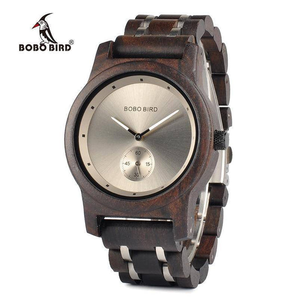 Wood and Metal Strap Watch, Quartz Watch in Wood Box