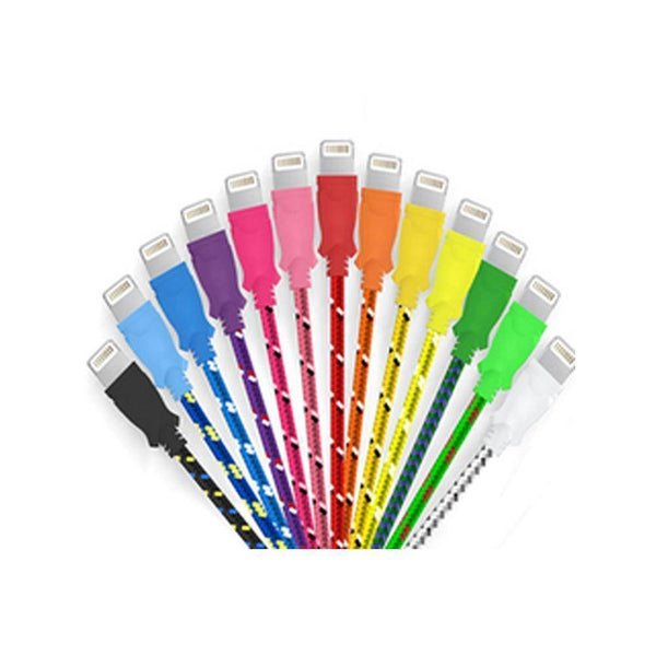 10 Ft Braided Cloth Lightning Cable for iPhone - Assorted Colors