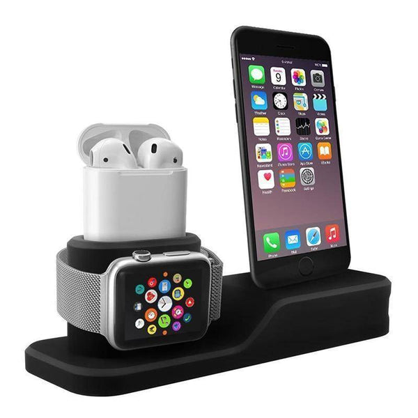 3 in 1 Charging Dock Holder For iPhone X 8 7 6 Silicone charging stand Dock Station For Apple Watch Airpods