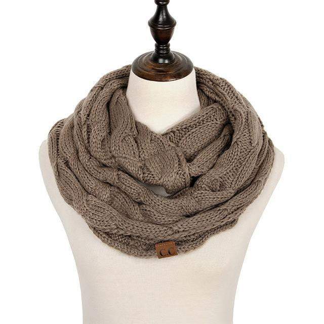 Knitted Cable Ring Cashmere Scarf