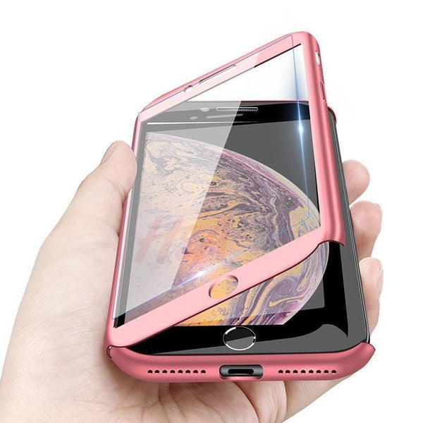 360 Full Protection Phone Case For iPhone With Front Glass Cover