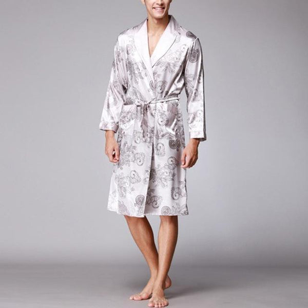 Mens Satin Silk Pajamas Kimono Bathrobe