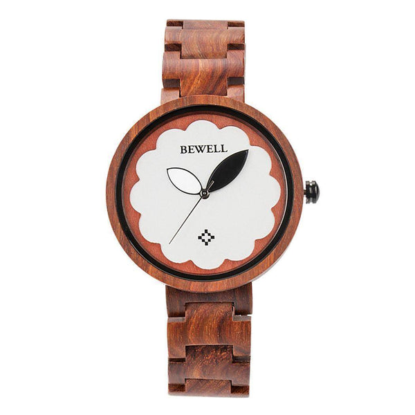 Womens Sandalwood and Ebony Wooden Watch - Analog Quartz Wristwatch