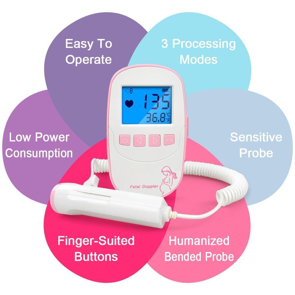 Portable Pocket Fetal Doppler Heart Monitor