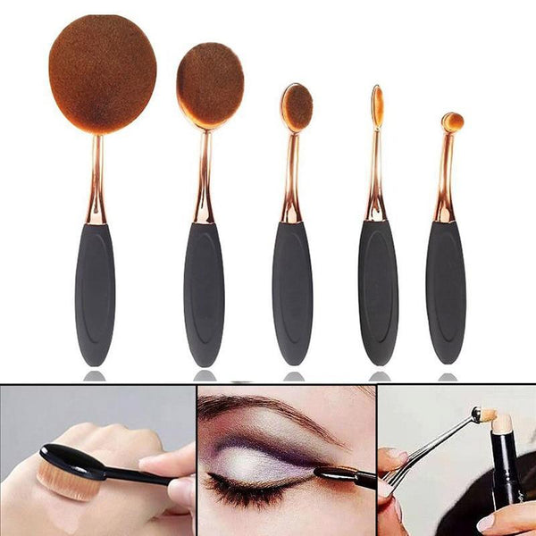 GoldBrush - 5 Piece Oval Makeup Brush