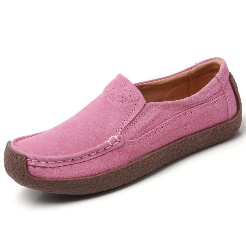 Women Flats Shoes Genuine Leather Slip on ladies Shallow Moccasins Casual Shoes